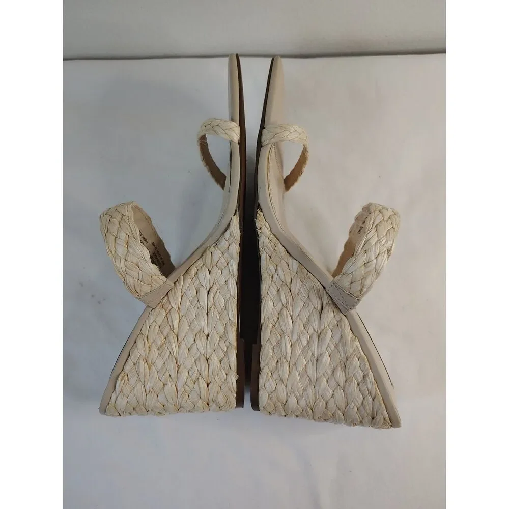 Steven New York Raffia Wedge Slide Shoes Beige Braided Sandals Women's 11M
